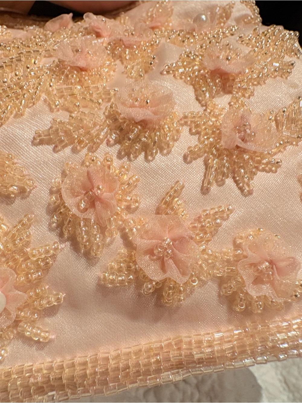 NWT Valerie Stevens Evening Pink Beaded Evening Bag Convertible Cord Strap - Picture 3 of 9